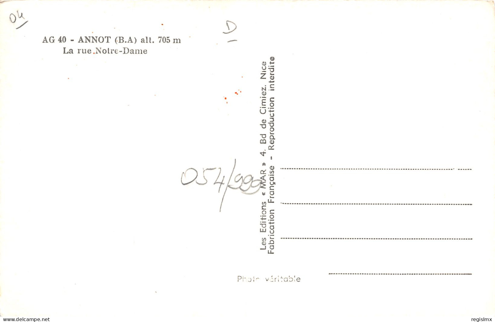 04-ANNOT-N°T2565-B/0229 - Autres & Non Classés