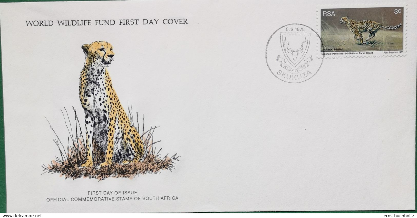 Südafrika Cover 1976 FDC Gepard In Bild Und Frankatur - Nuevos