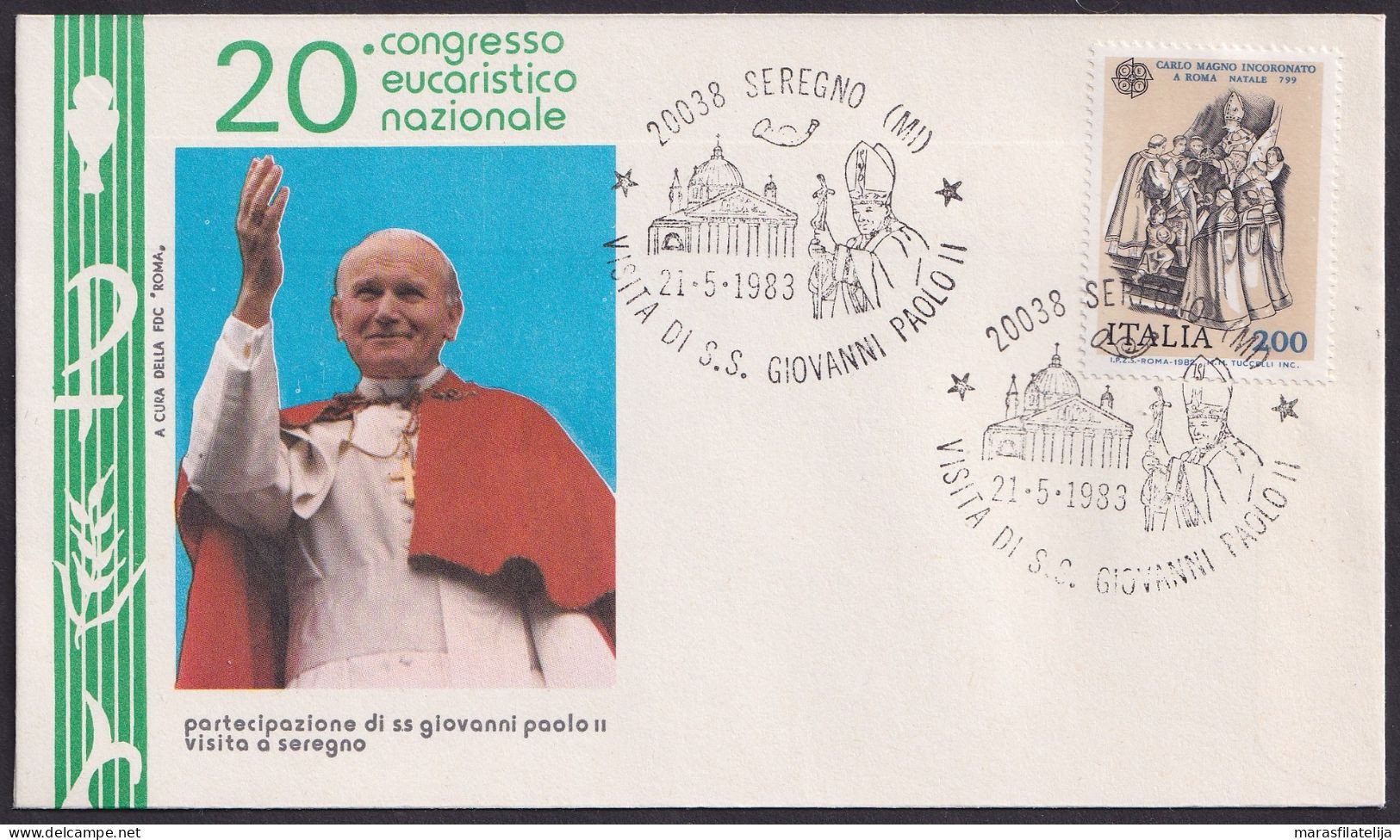 Vatican Italy 1983, Pope Paul John II, Eucharistic Congress, Seregno, Spec Cover - Other & Unclassified