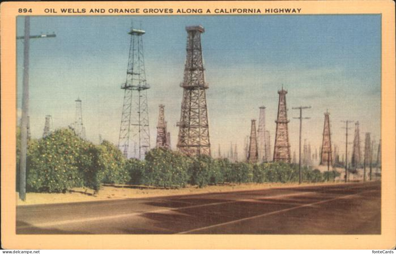 11326488 Los_Angeles_California Oil Wells Orange Groves Highway - Autres & Non Classés