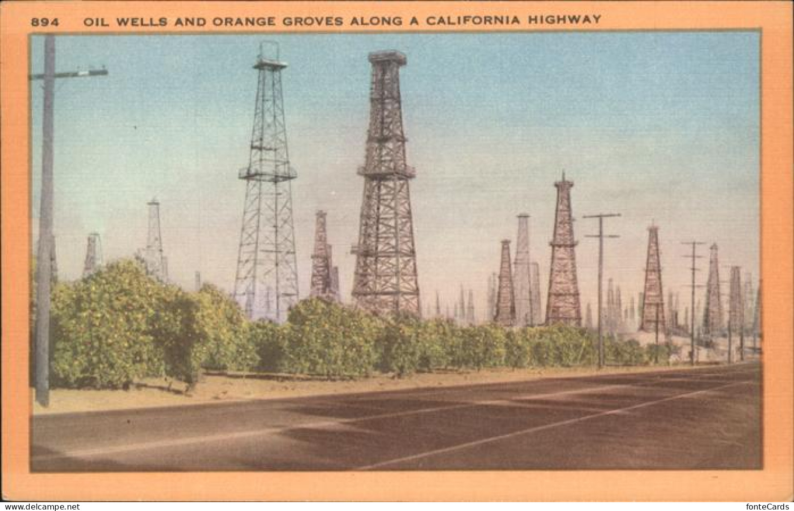 11326487 Los_Angeles_California Oil Wells And Orange Groves Along A California H - Other & Unclassified