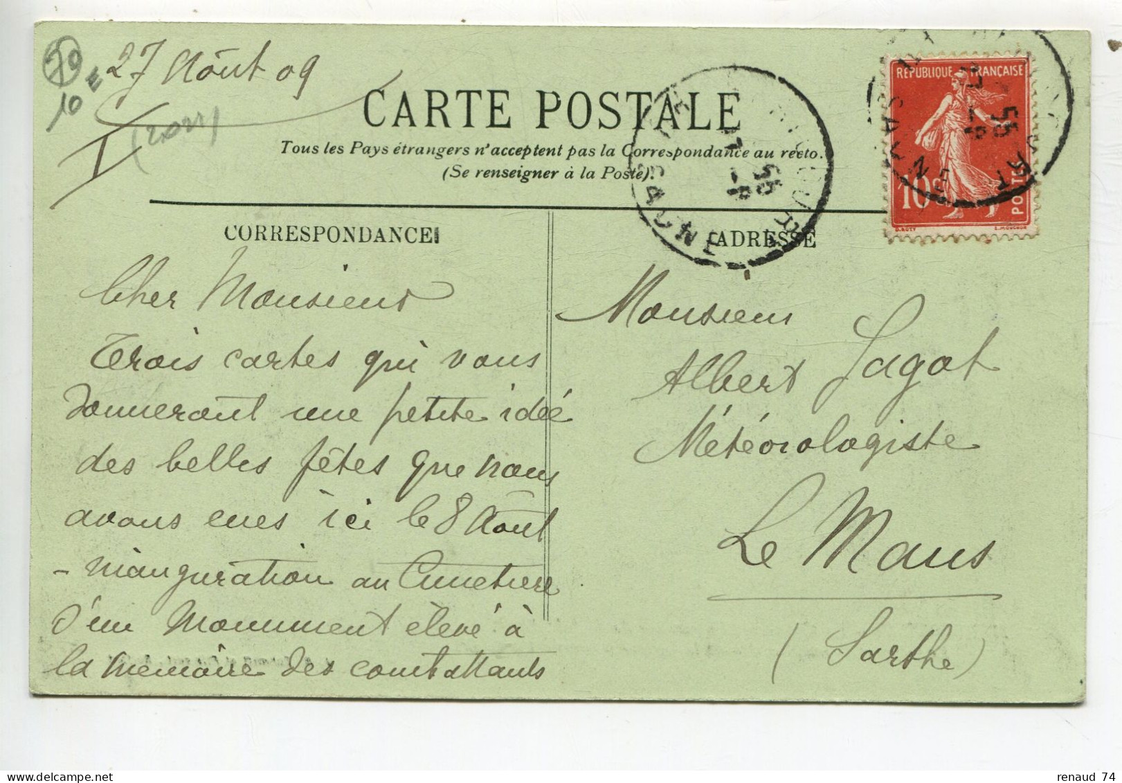 Héricourt Haute Saône Cérémonie Patriotique Du 8.08.1909 - Héricourt