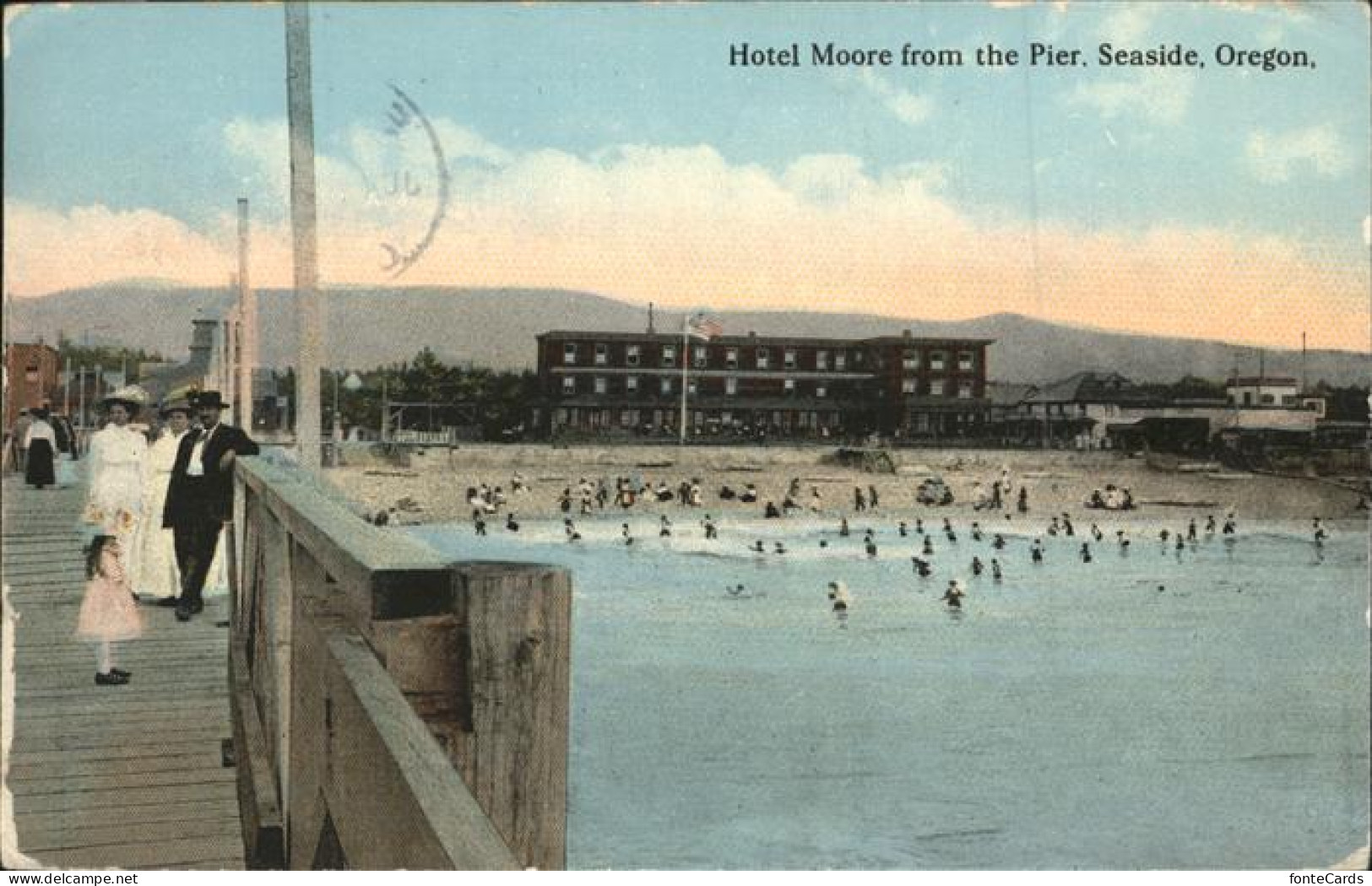 11326289 Seaside_Oregon Hotel Moore From The Pier Baden Strand - Sonstige & Ohne Zuordnung