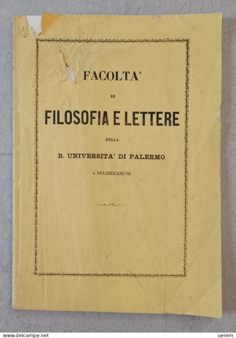 1865 Sicilia Palermo Università Filosofia - Alte Bücher