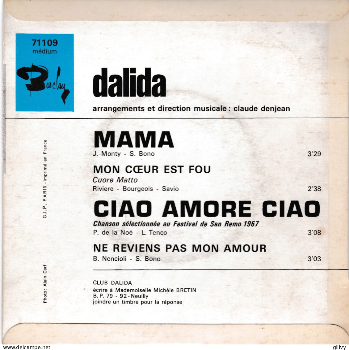 DALIDA : " Mama " - EP - Sonstige - Franz. Chansons