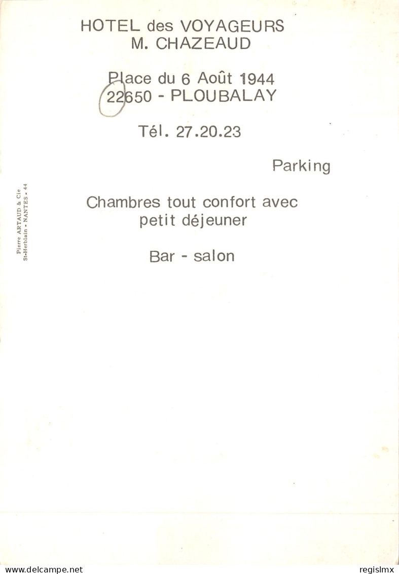 22-PLOUBALAY-HOTEL DES VOYAGEURS-N°577-C/0291 - Other & Unclassified