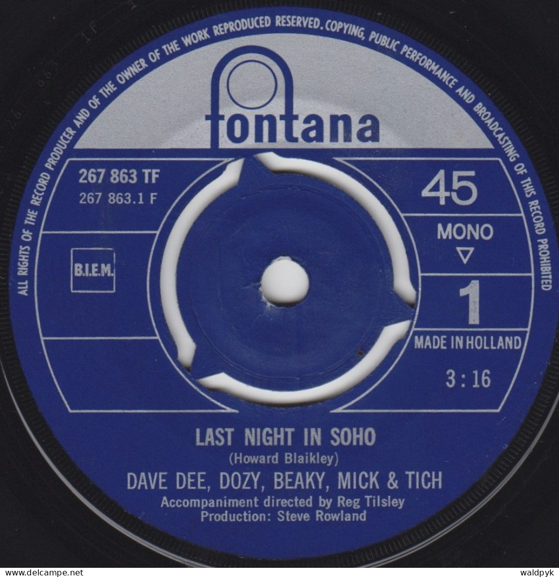 DAVE DEE, DOZY, BEAKY, MICK & TICH - Last Night In Soho - Otros - Canción Inglesa