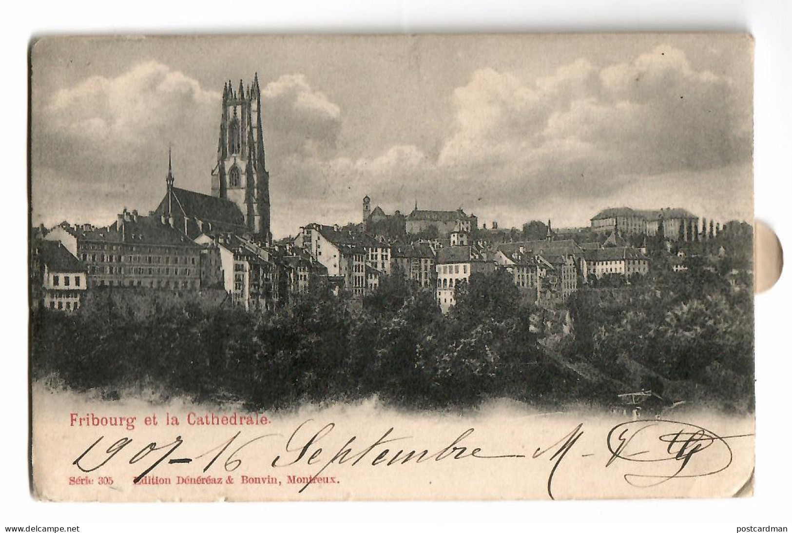 FRIBOURG - Fribourg Et La Cathédrale - Carte à Tirette Avec Dépliant Complet - Ed. Dénéréas Et Bonvin 305 - Fribourg