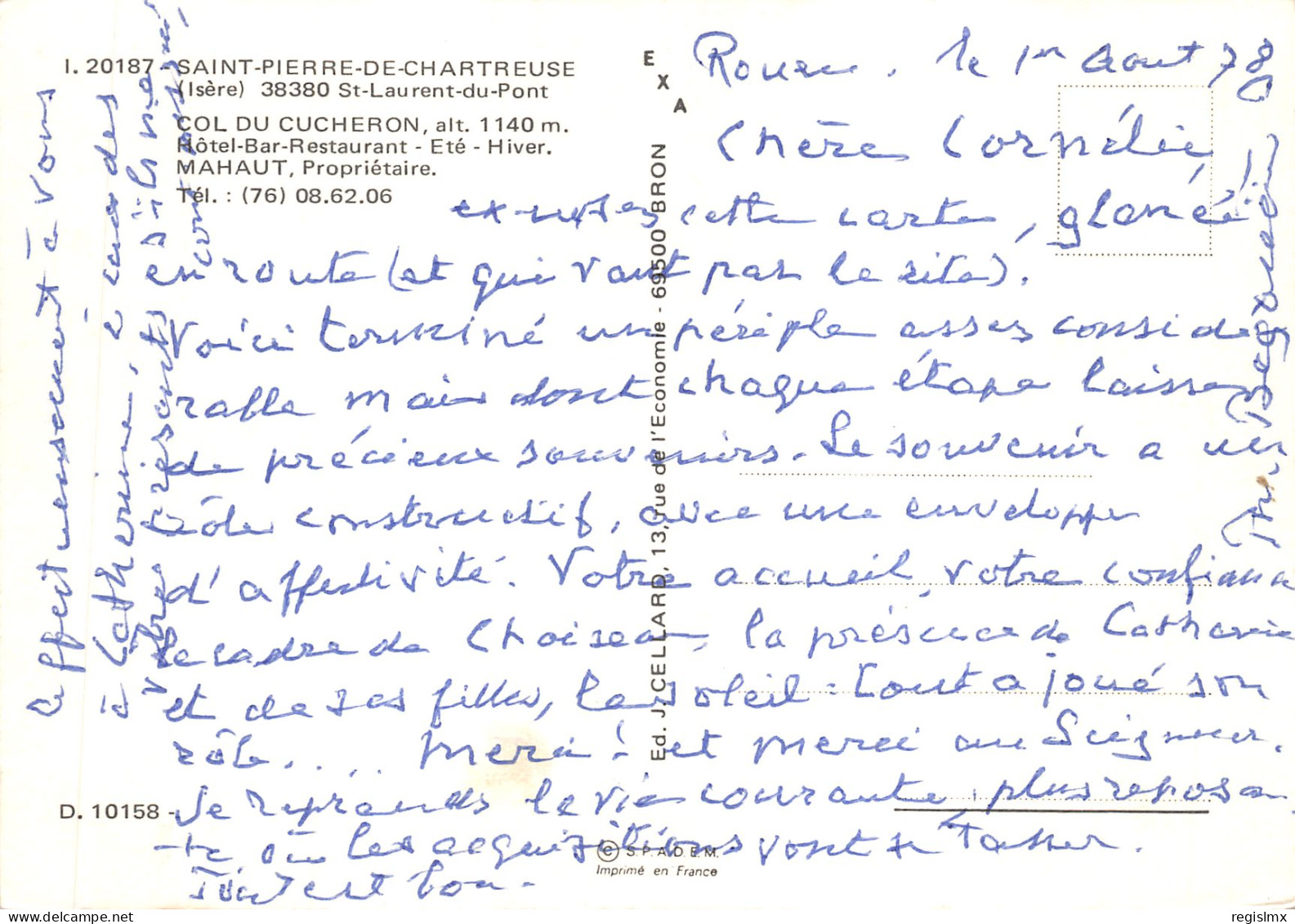 38-SAINT PIERRE DE CHARTREUSE-COL DU CUCHERON-N°578-D/0105 - Other & Unclassified
