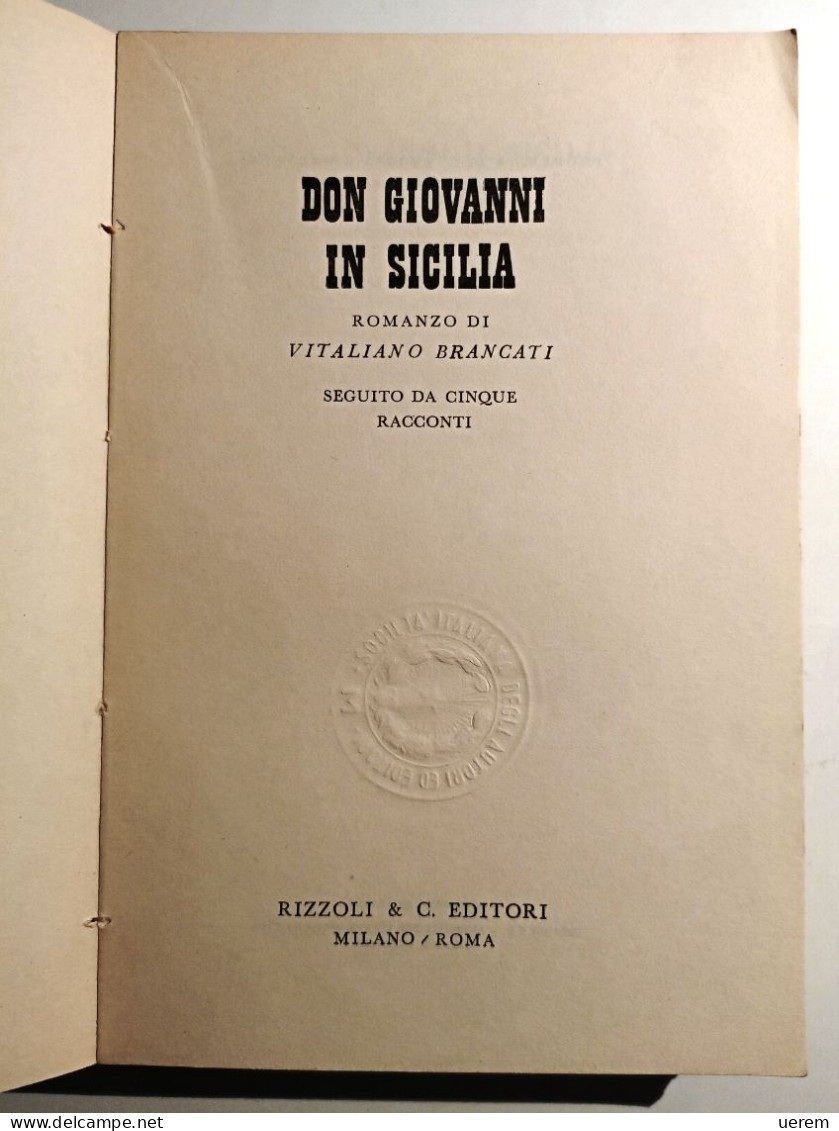 1941 Brancati Rizzoli Prima Edizione