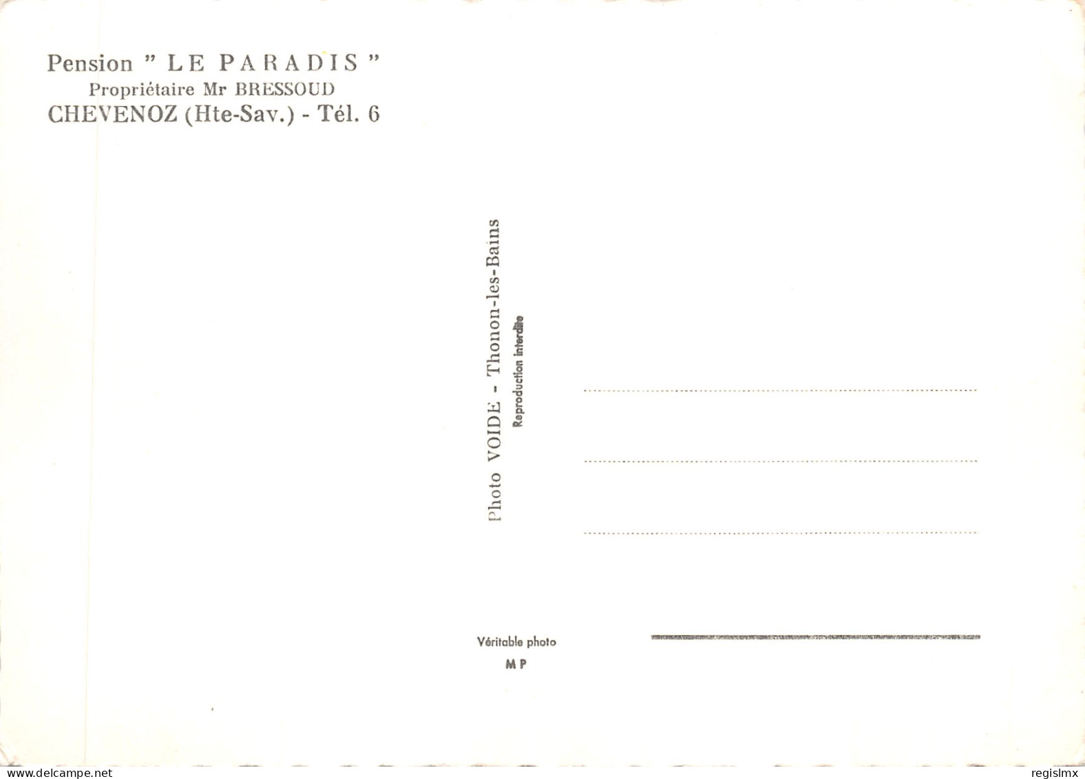 74-CHEVENOZ-PENSION LE PARADIS-N°580-C/0247 - Chevenoz