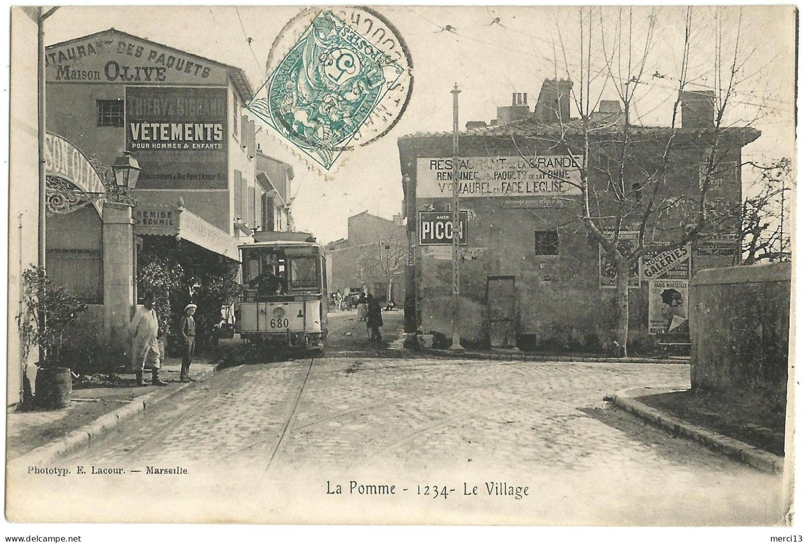 LA POMME (13) – Le Village. Tramway. Editeur Lacour, N° 1234 - Saint Marcel, La Barasse, Saint Menet