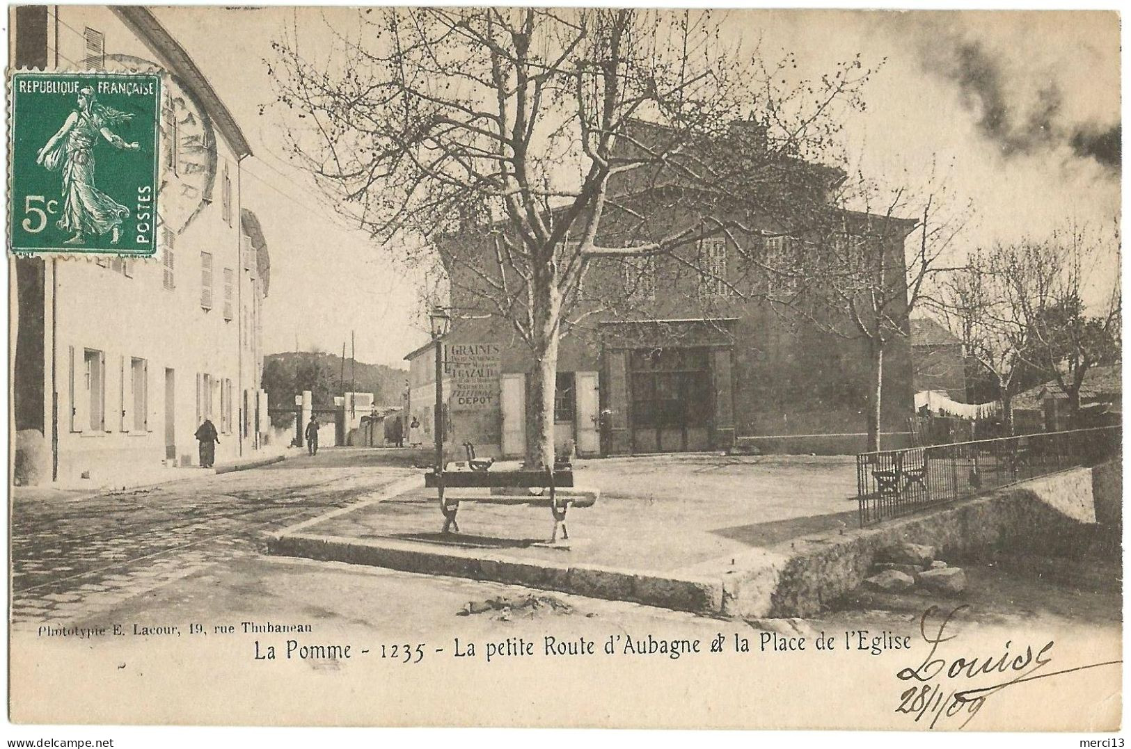 Précurseur De LA POMME (13) – La Petite Route D’Aubagne Et La Place De L’Eglise. Editeur Lacour, N° 1235. - Saint Marcel, La Barasse, St Menet