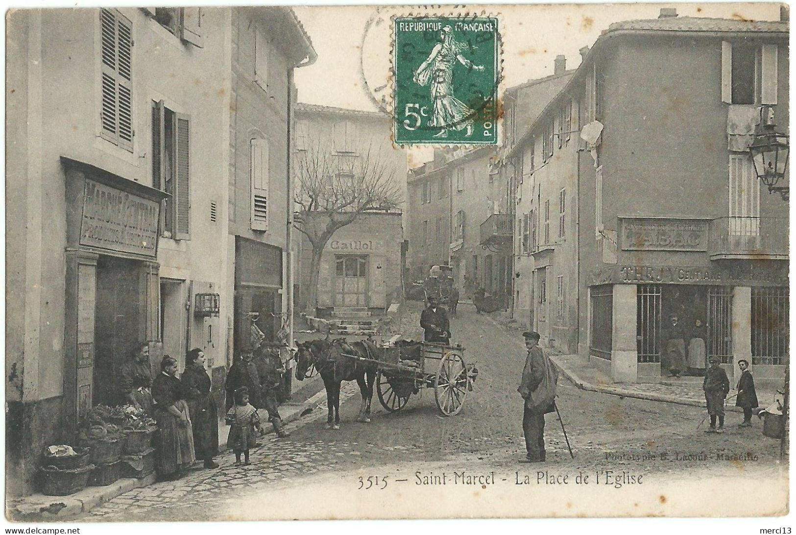 SAINT-MARCEL (13) – La Place De L’Eglise. Editeur Lacour, N° 3515. - Saint Marcel, La Barasse, Saint Menet