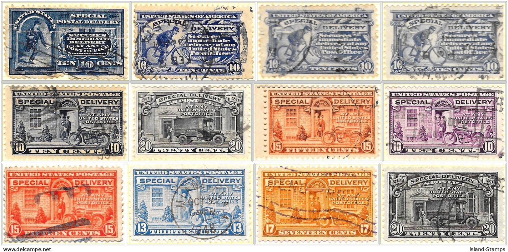 U.S.A Special Delivery Stamps (12) Used - Gebraucht