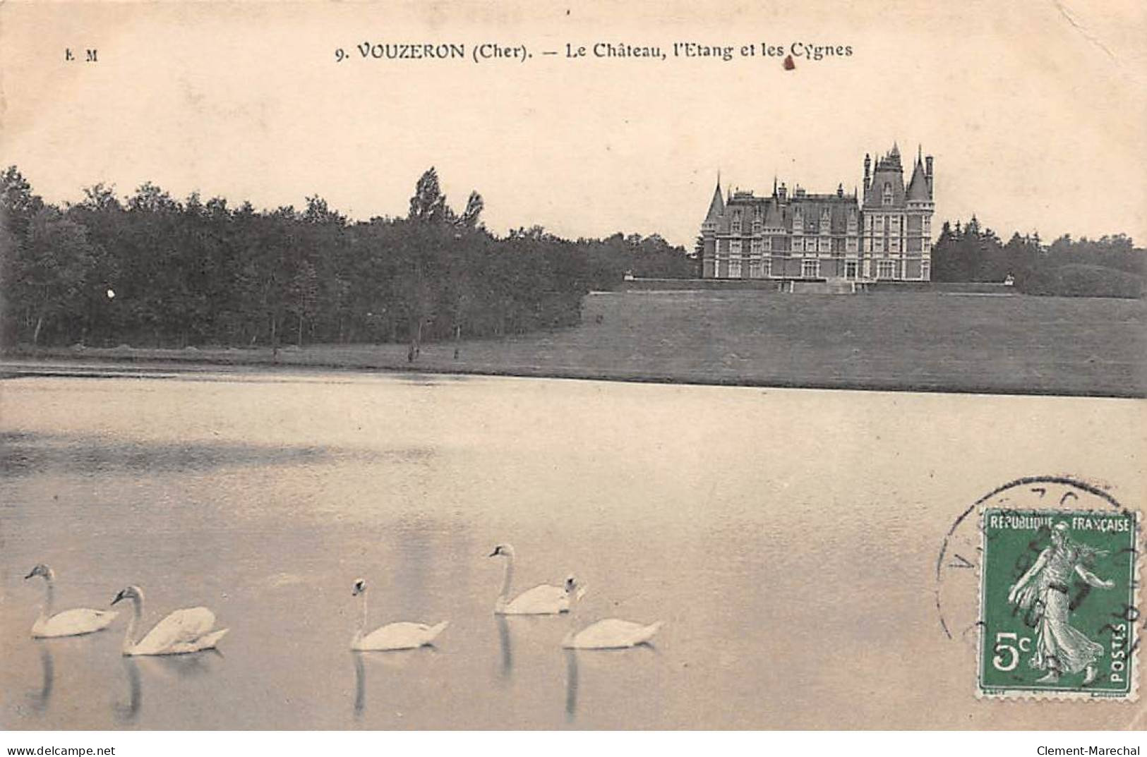 VOUZERON - Le Château, L'Etang Et Les Cygnes - Très Bon état - Vouzeron