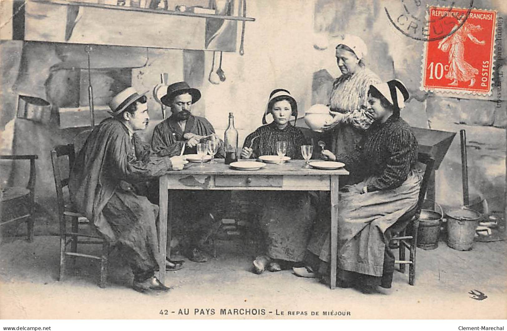 AU PAYS MARCHOIS - 42 - Le Repas De Miéjour - état - Other & Unclassified