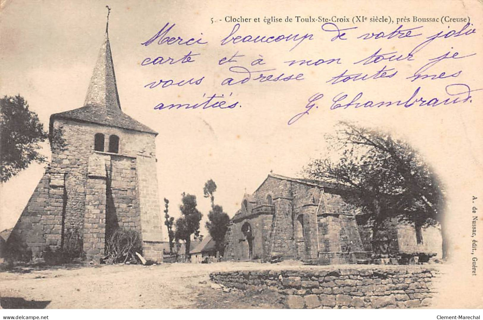 Clocher Et Eglise De TOULX SAINTE CROIX - Très Bon état - Other & Unclassified