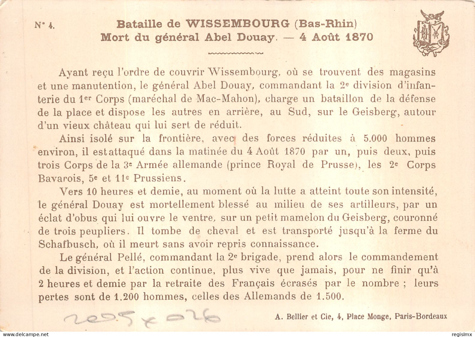 67-WISSEMBOURG-LA BATAILLE-N°584-D/0189 - Wissembourg