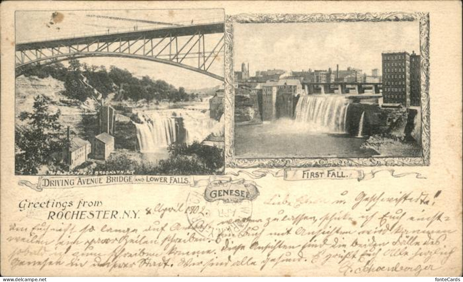 11322902 Rochester_New_York Avenue Bridge With Lower Falls And First Fall - Altri & Non Classificati