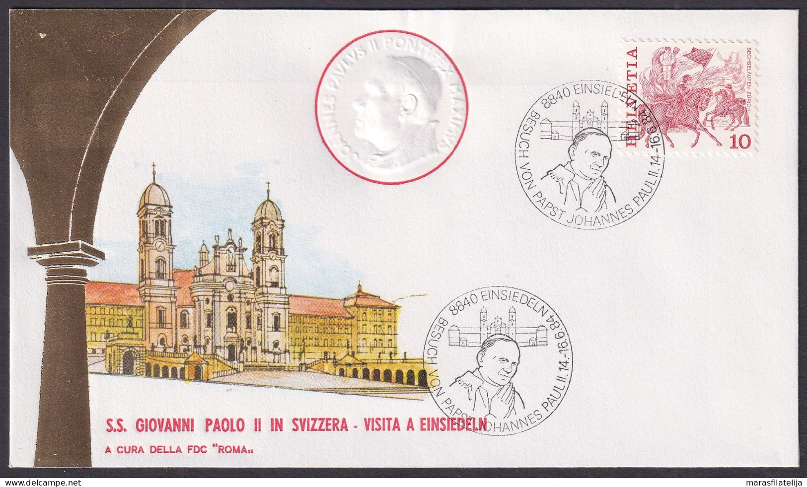 Vatican Switzerland 1984, Pope Paul John II Visit Einsiedeln Special Cover - Other & Unclassified