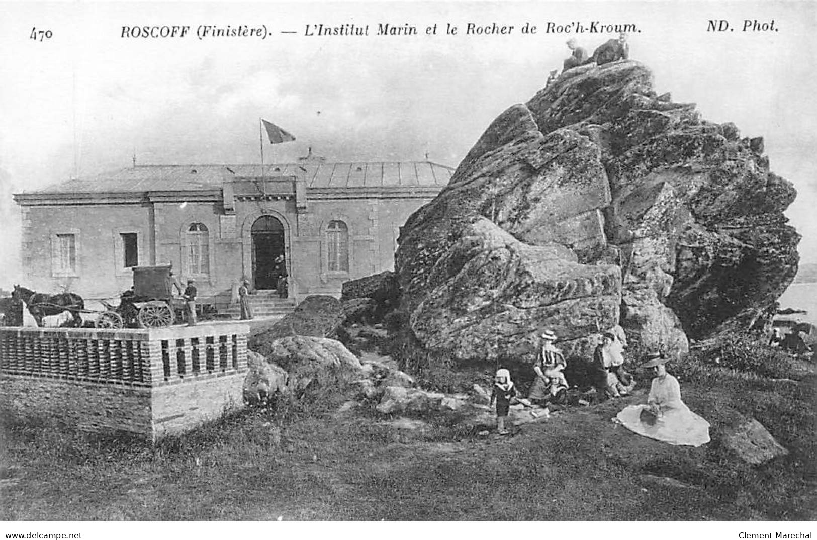 ROSCOFF - L'Institut Marin Et Le Rocher De Roc'h Kroum - Très Bon état - Roscoff