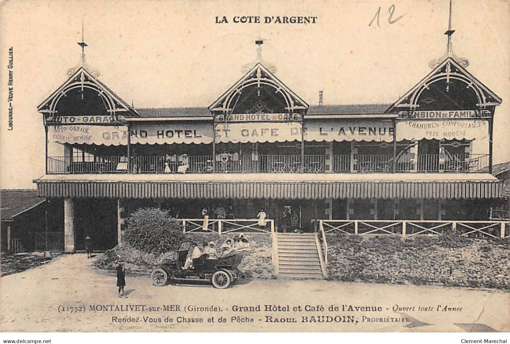 MONTALIVET SUR MER - Grand Hôtel Et Café De L'Avenue - Rendez Vous De Chasse Et Pêche - Très Bon état - Other & Unclassified