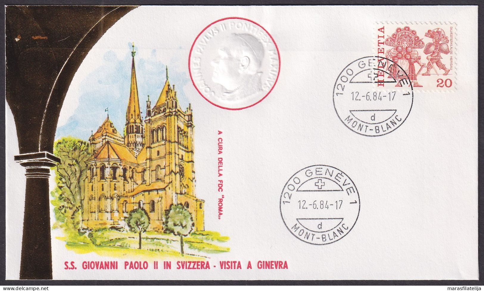 Vatican Switzerland 1984, Pope Paul John II Visit Geneve, Special Cover - Andere & Zonder Classificatie