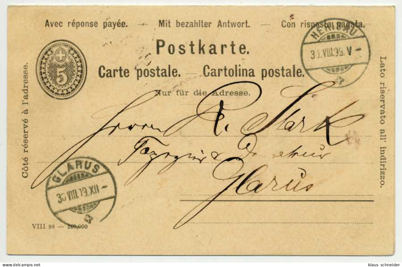 SCHWEIZ Nr P28VIII98 GEBRAUCHT POSTKARTE X6B6A66 - Ganzsachen