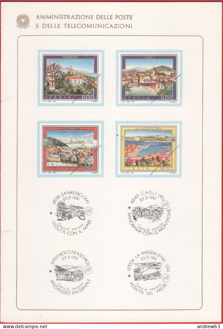 ITALIA - ITALIE - ITALY - 1991 - Turismo - 18ª Emissione - FDC (sul Retro) - Bollettino 4/91 Amministrazione Delle Poste - FDC