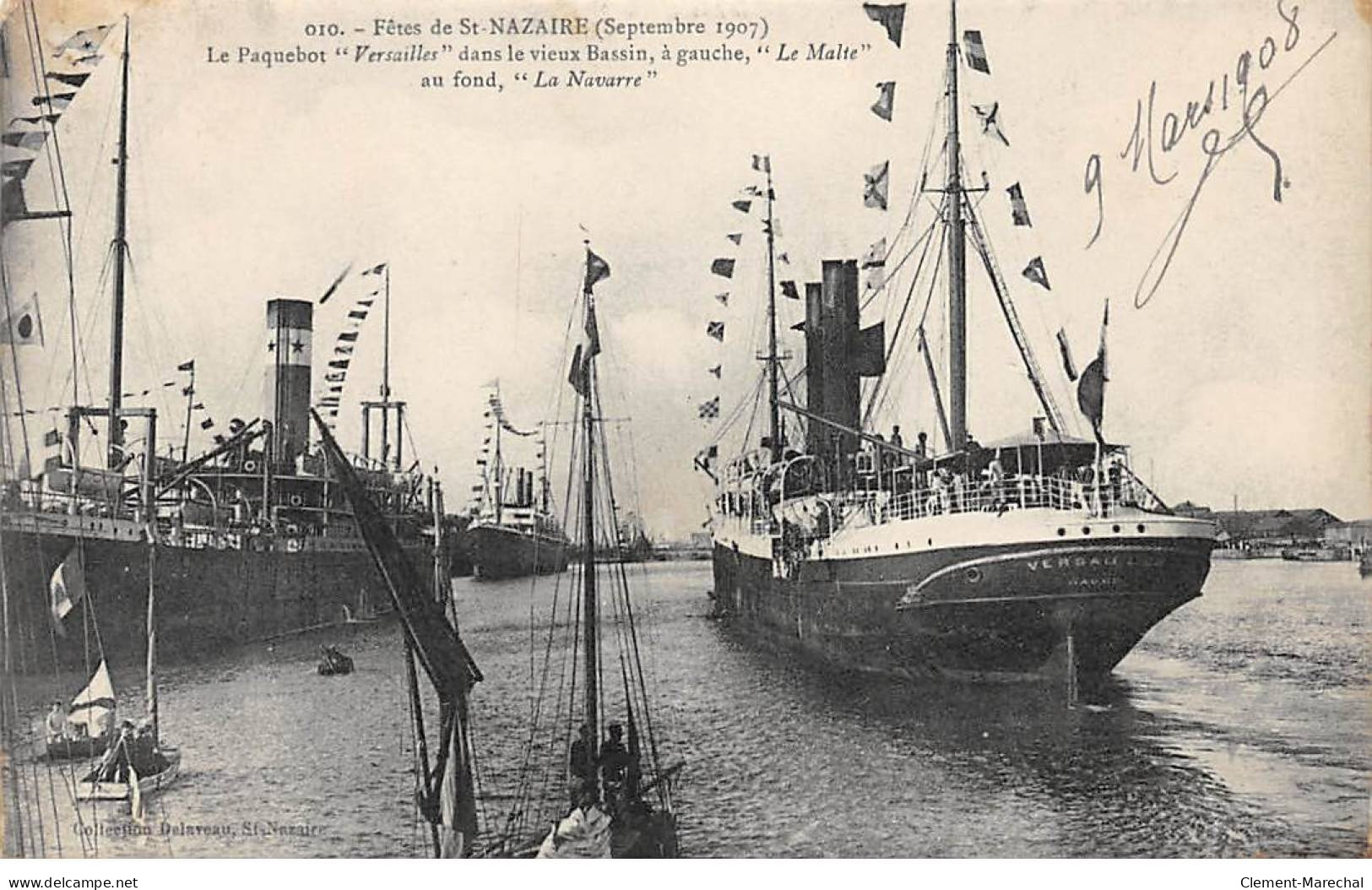 Fêtes De SAINT NAZAIRE - Septembre 1907 - Le Paquebot " Versailles " - état - Saint Nazaire