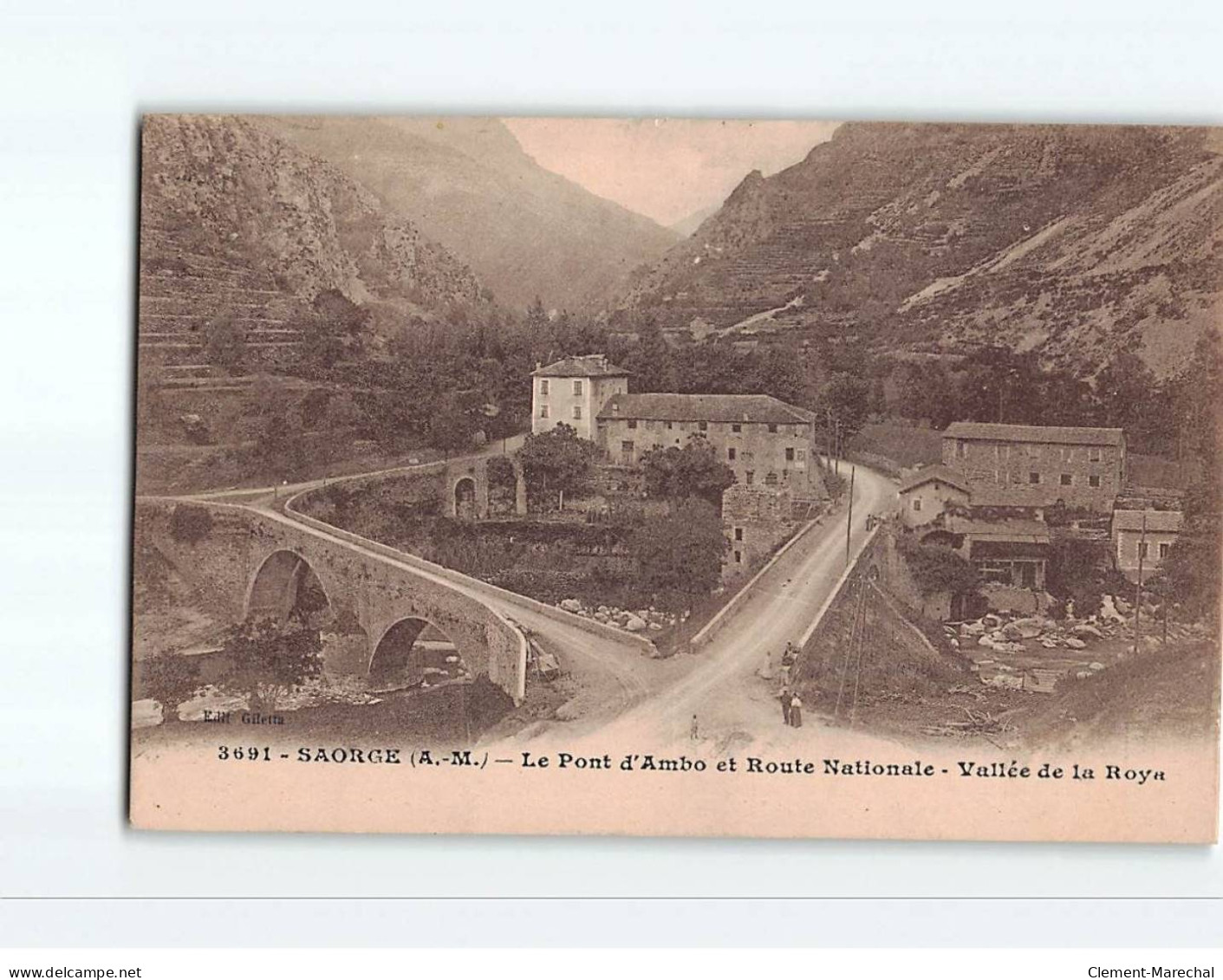 SAORGE : Le Pont D'Ambo Et Route Nationale, Vallée De La Roya - Très Bon état - Otros & Sin Clasificación