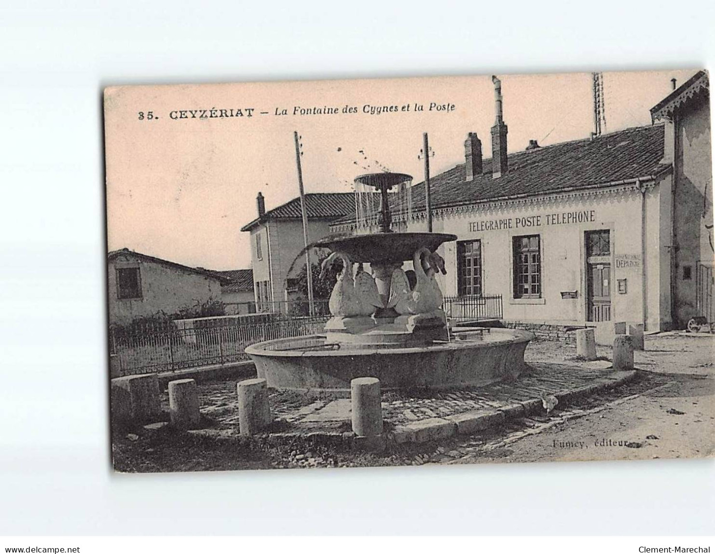 CEYZERIAT : La Fontaine Des Cygnes Et La Poste - état - Non Classés