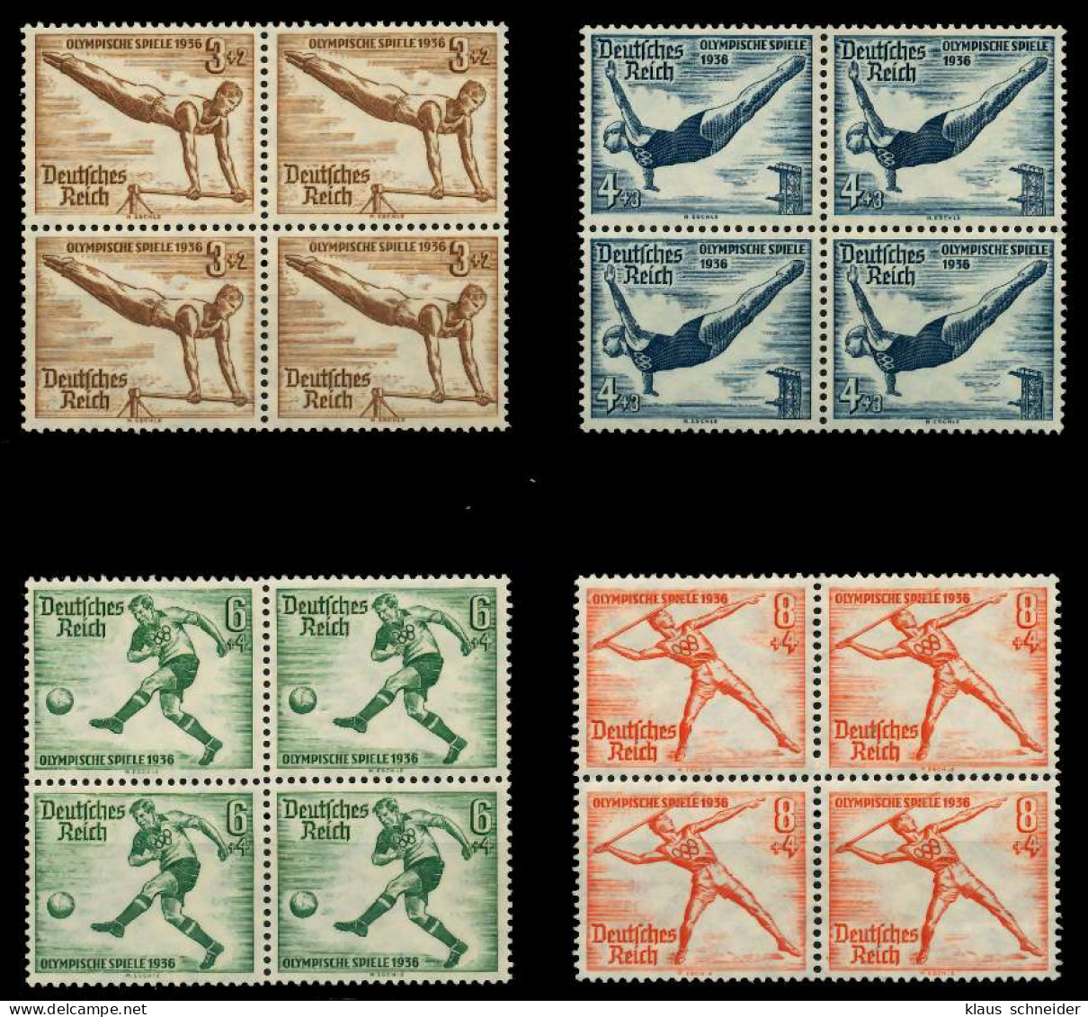 3. REICH 1936 Nr 609-616 Postfrisch VIERERBLOCK X77D3E2 - Ungebraucht