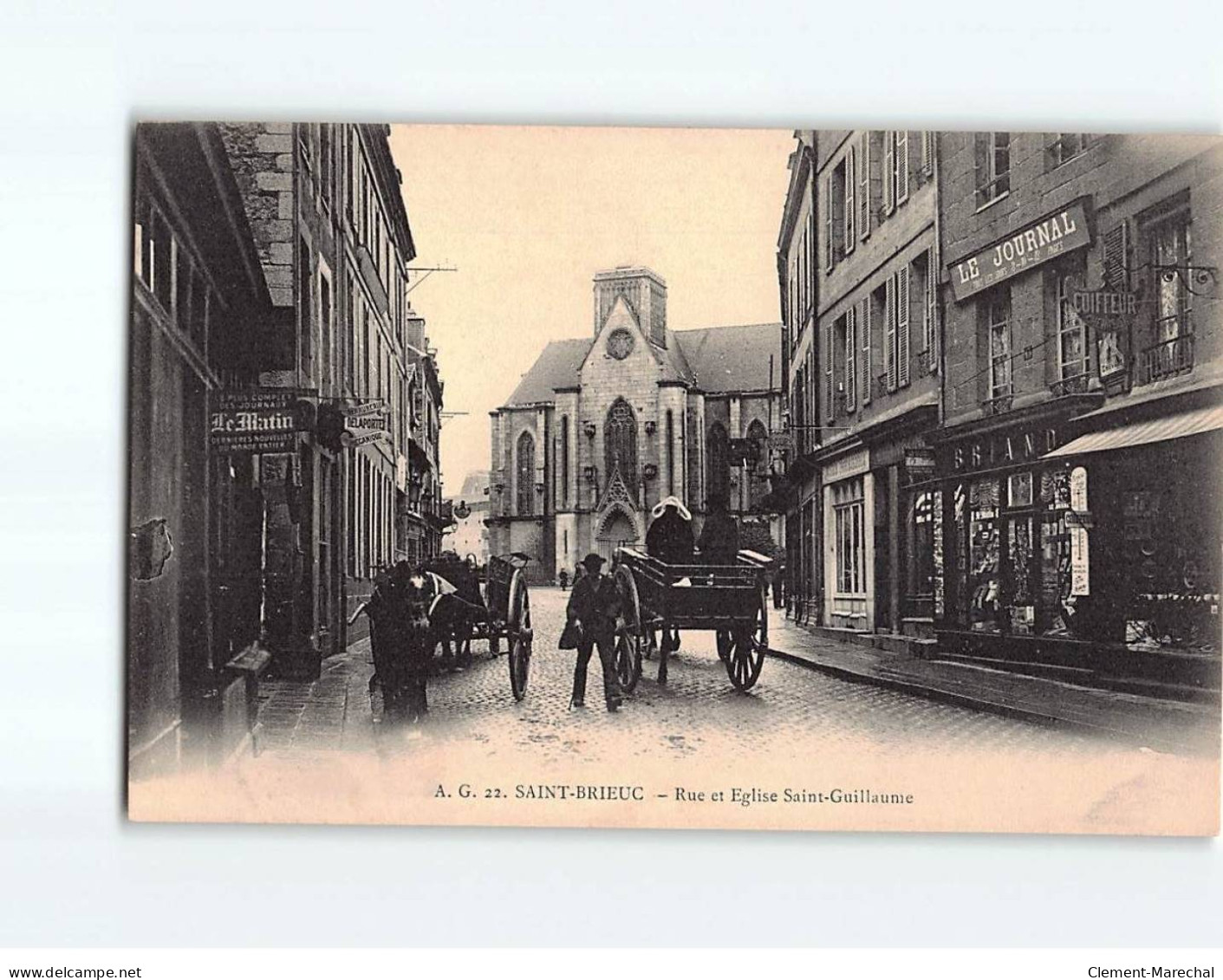 SAINT BRIEUC : Rue Et Eglise Saint-Guillaume - Très Bon état - Saint-Brieuc