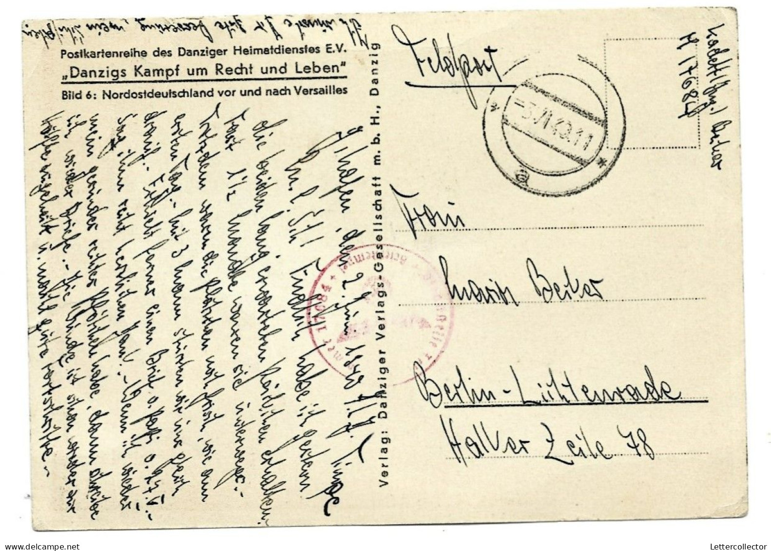 Feldpost Propagandankarte Danzig Linienschiff Schleswig Holstein Kriegsmarine 1940 - Feldpost 2. Weltkrieg