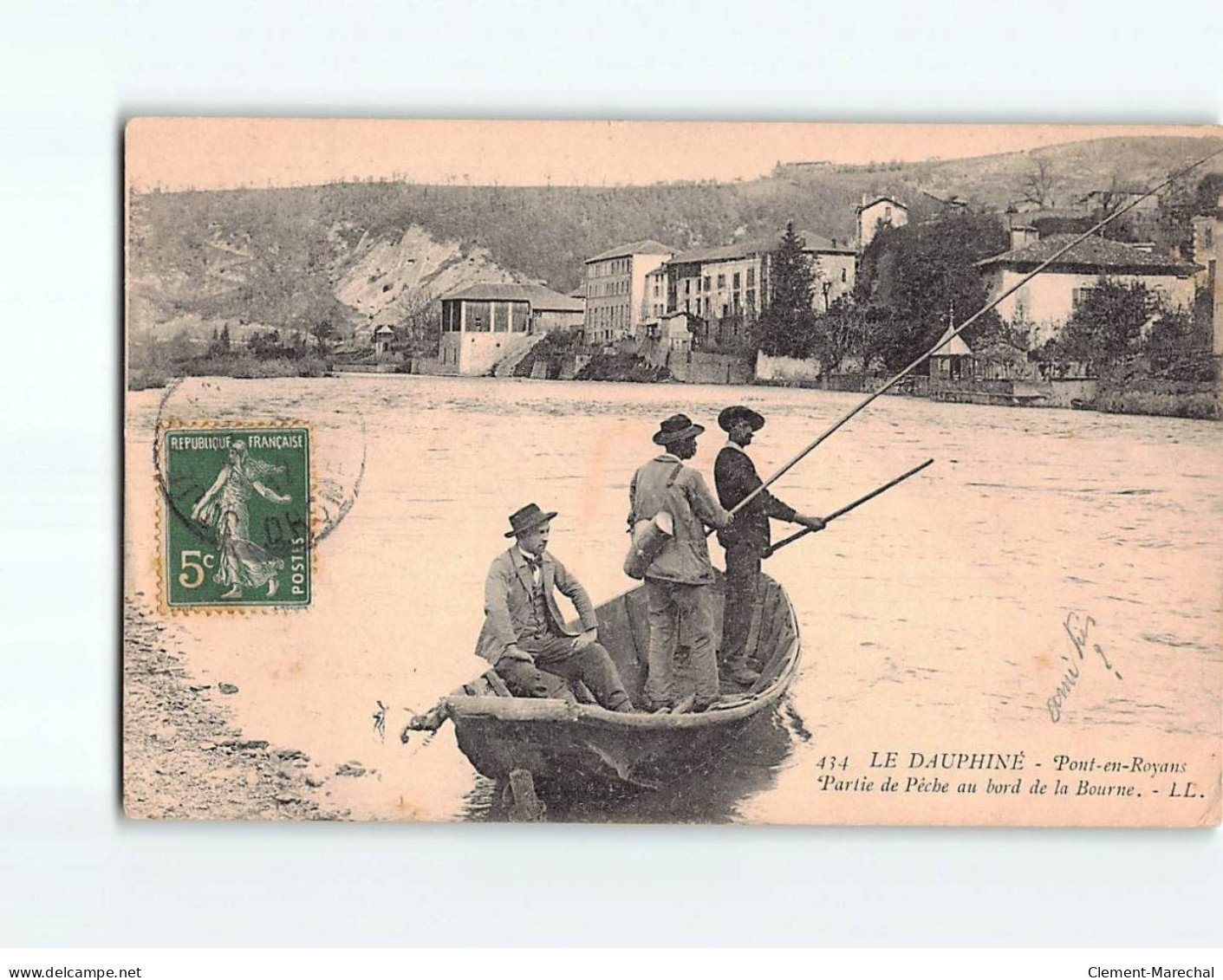 PONT EN ROYANS : Partie De Pêche Au Bord De La Bourne - état - Pont-en-Royans