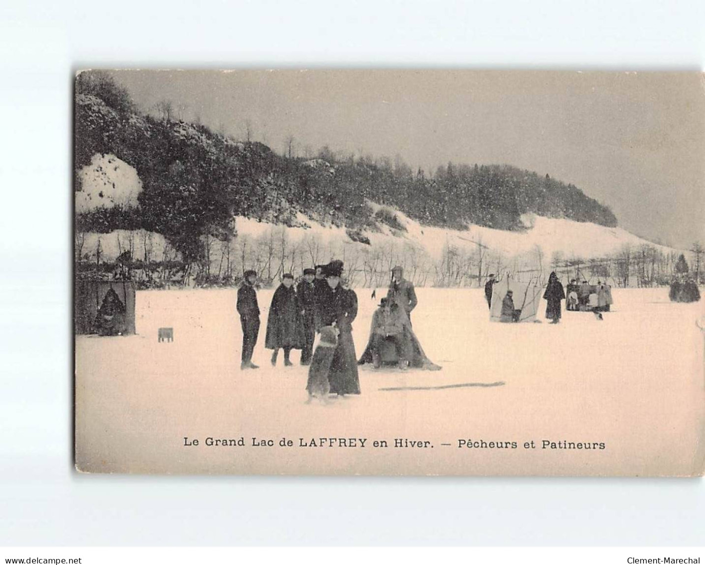 Le Grand Lac De Laffrey En Hiver, Pêcheurs Et Patineurs - Très Bon état - Laffrey