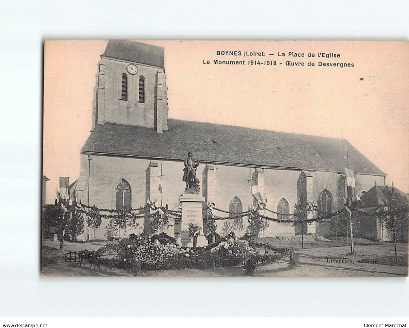 BOYNES : La Place De L'Eglise, Le Monument, ÂÂuvre De Desvergnes - Très Bon état - Other & Unclassified