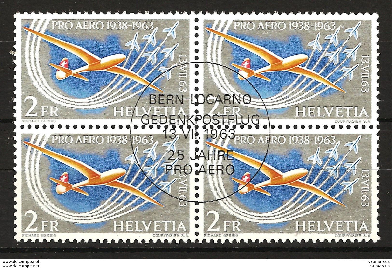 Zu 46 / Mi 780 / YT PA 45 PRO AERO 1963 Obl. BERN-LOCARNO 13.7.63 SBK 24,- Voir Description - Used Stamps