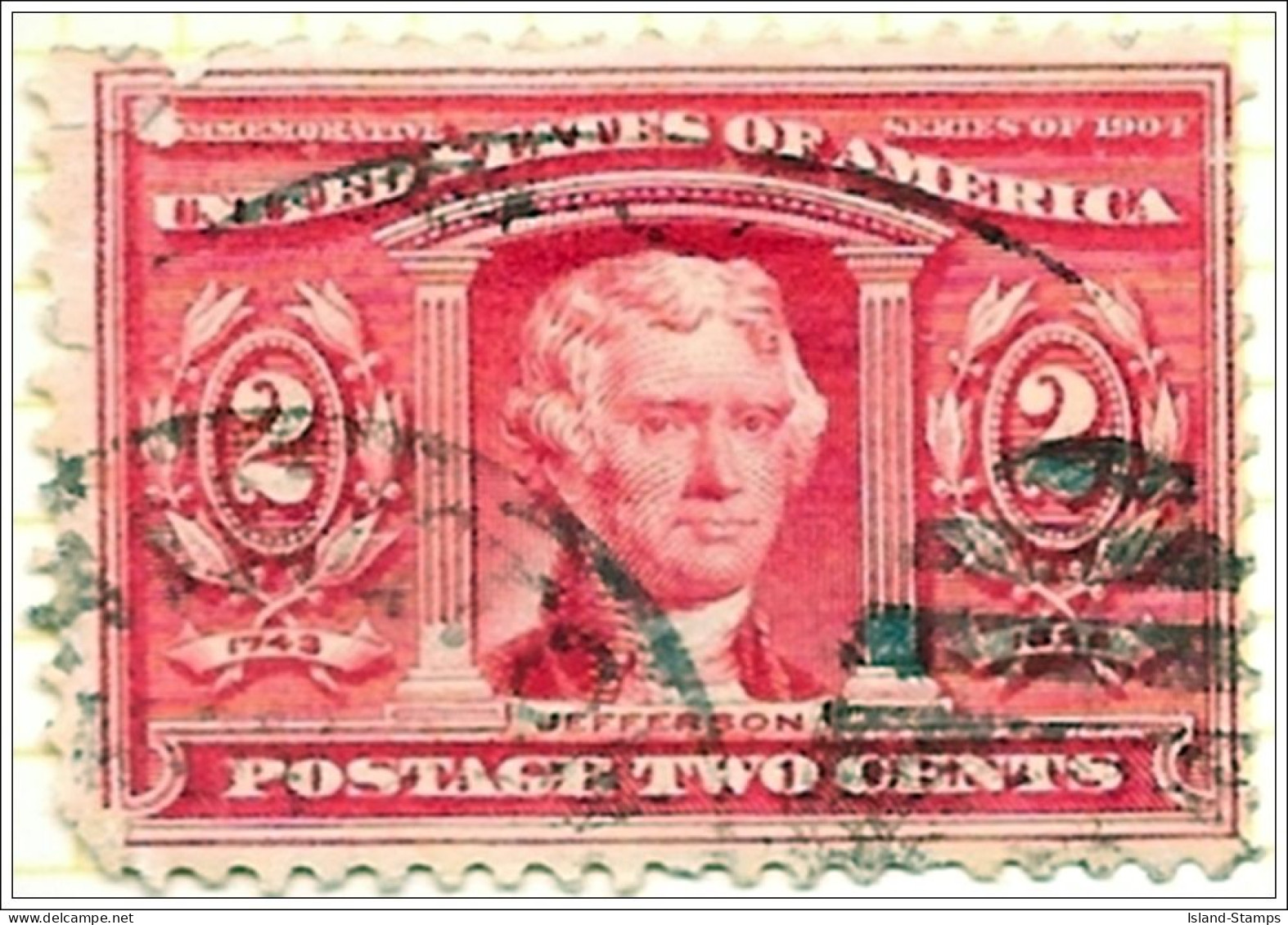 USA Scott 324 - 2 Cents Jefferson - Used - Gebraucht