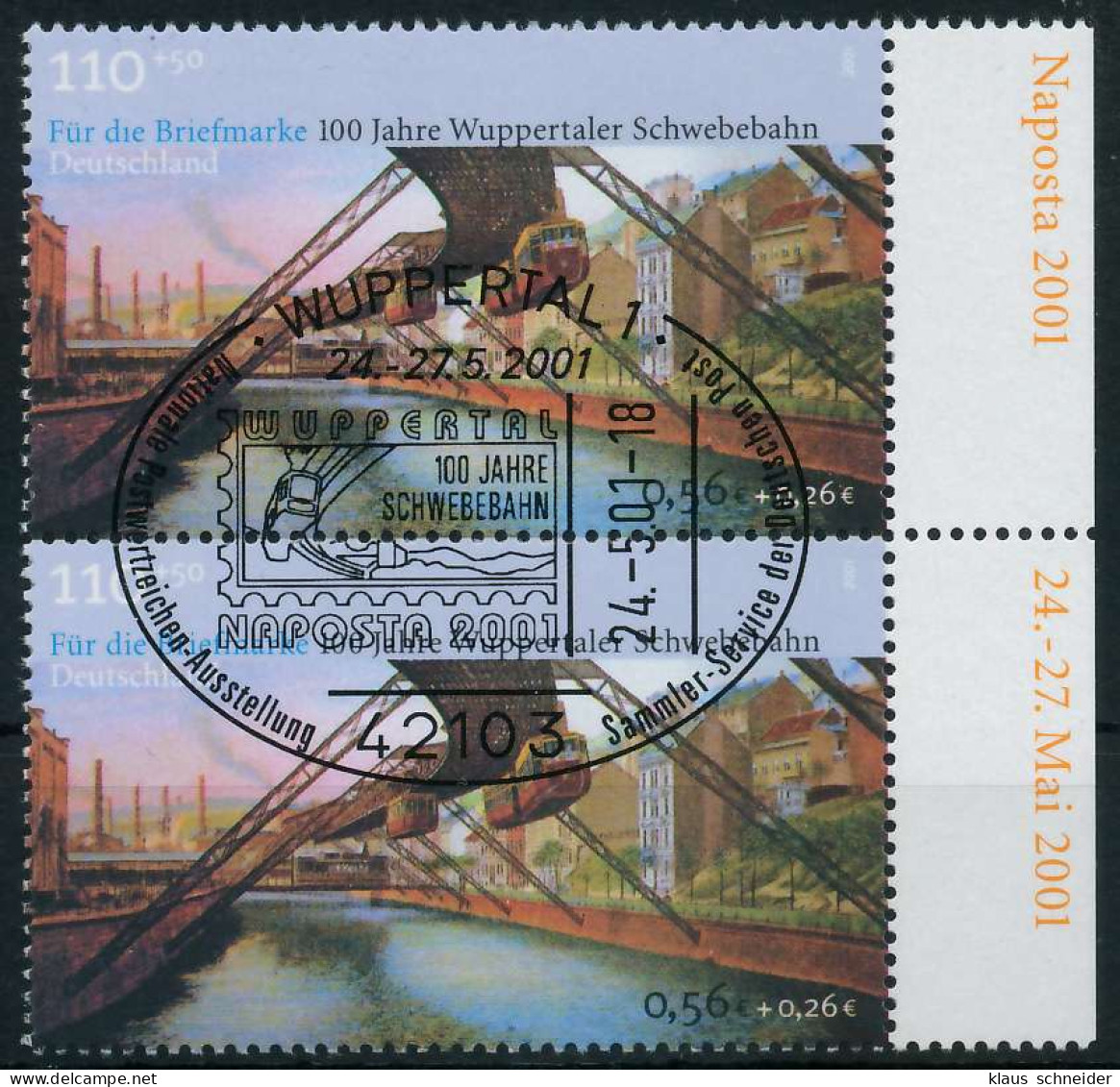 BRD BUND 2001 Nr 2171 Zentrisch Gestempelt SENKR PAAR SRA S26EF22 - Gebraucht