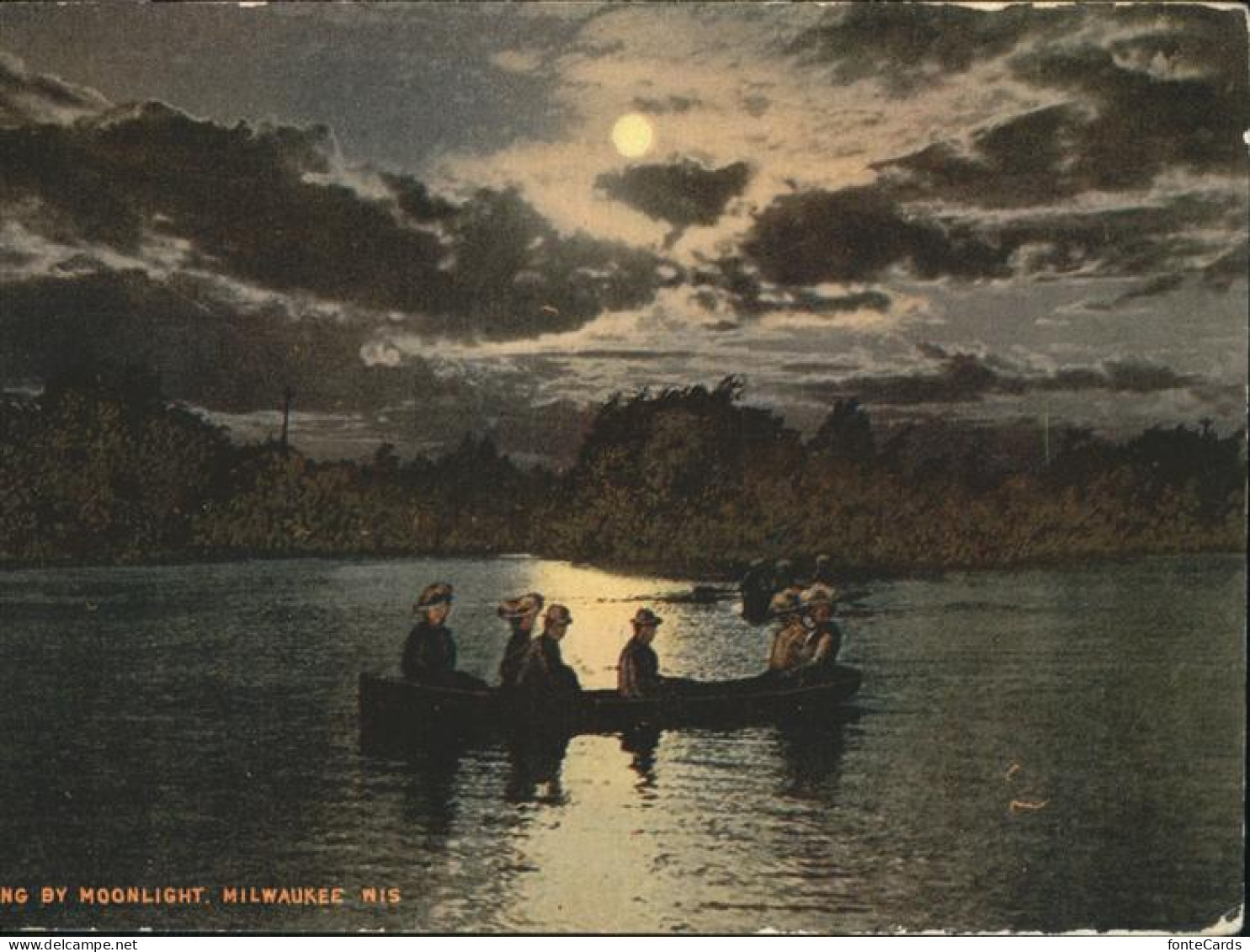 11322297 Milwaukee_Wisconsin Panorma By Moonlight Boat Lake Michigan - Otros & Sin Clasificación