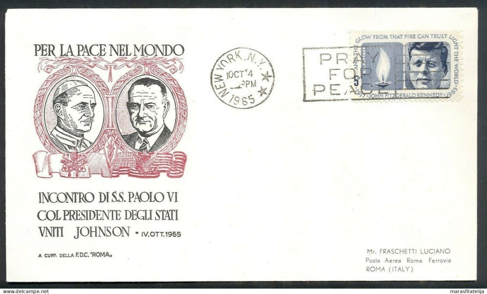 Vatican USA 1965, Pope's Meeting With President Lyndon Johnson, Special Cover - Other & Unclassified