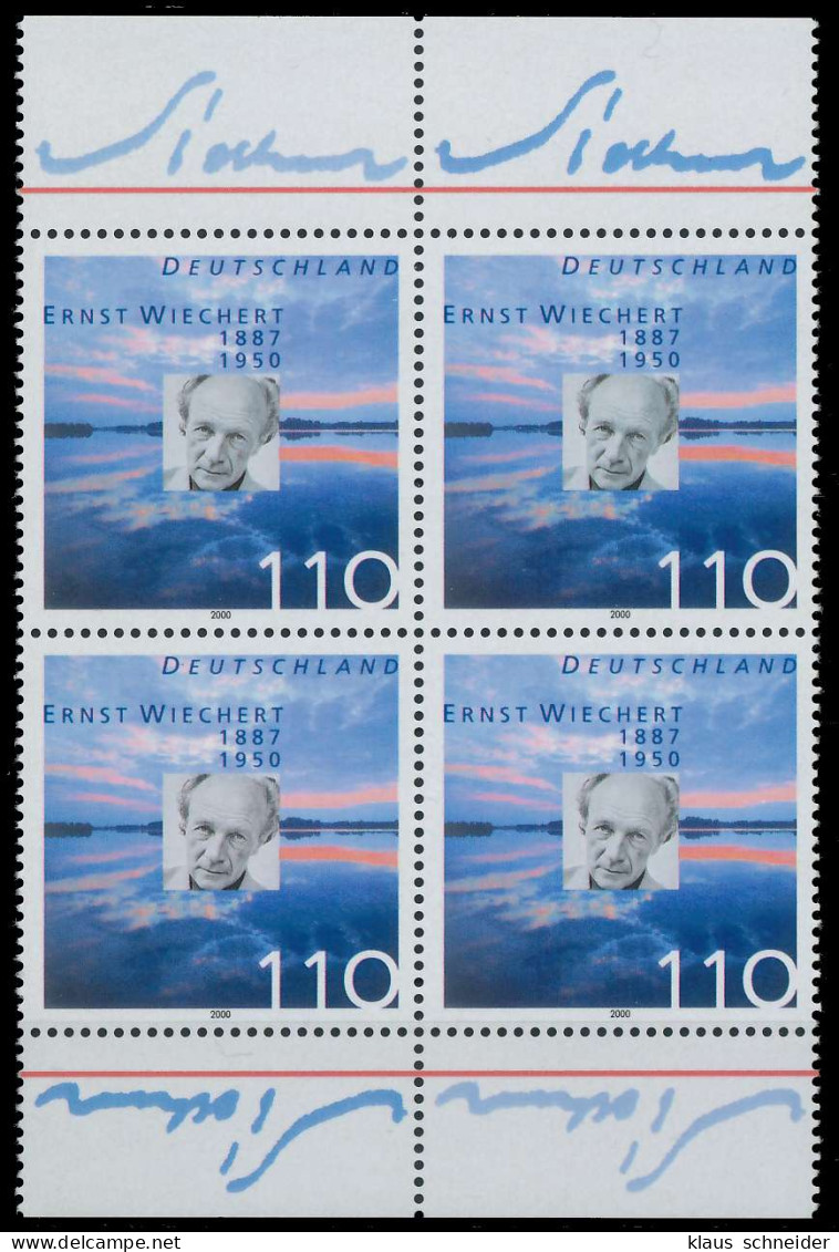 BRD BUND 2000 Nr 2132 Postfrisch VIERERBLOCK X63AFFA - Unused Stamps