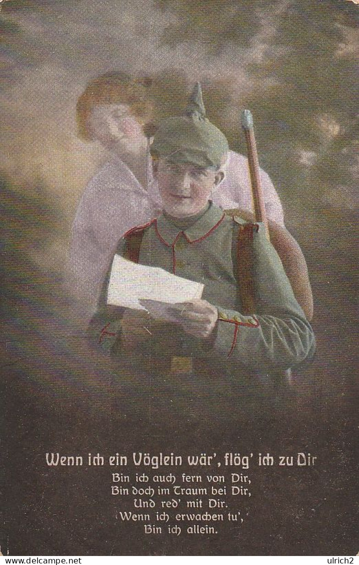 AK Wenn Ich Ein Vöglein Wär... - Deutscher Soldat Mit Brief - Feldpost Königsberg 1918 (69329) - Guerre 1914-18