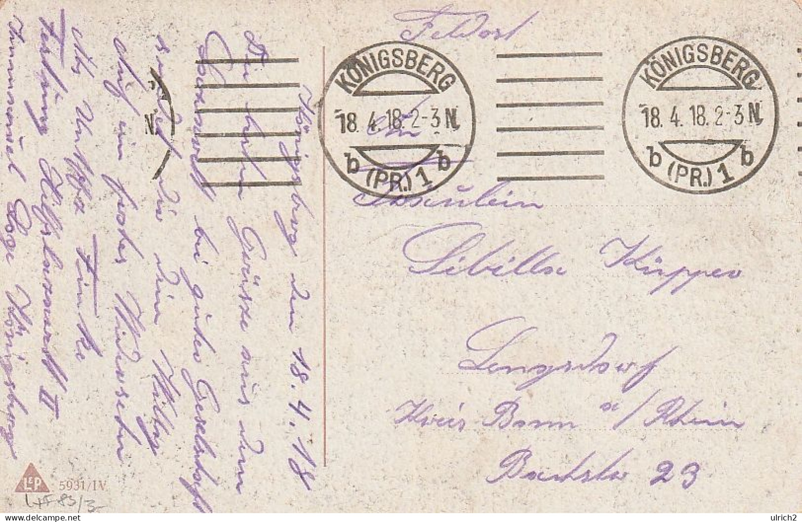 AK Wenn Ich Ein Vöglein Wär... - Deutscher Soldat Mit Brief - Feldpost Königsberg 1918 (69329) - Weltkrieg 1914-18