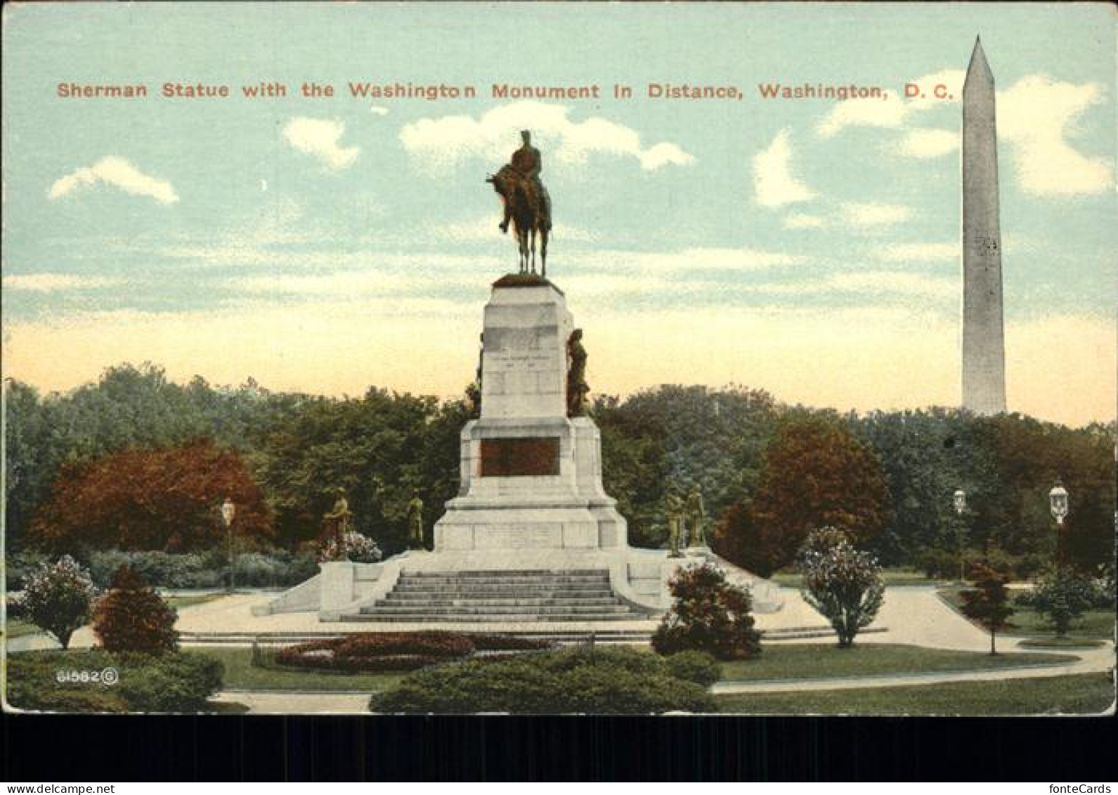 11322268 Washington DC Sherman Statue With The Washington Monument In Distance  - Washington DC