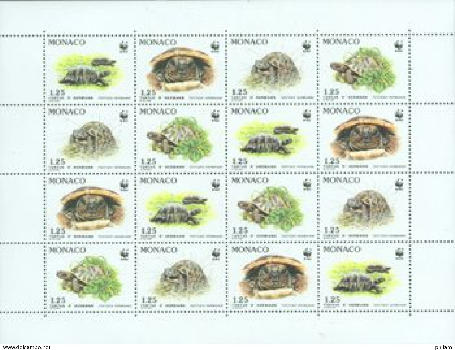 MONACO 1991 - W.W.F. - La Tortue D'Hermann -  Feuillet - Unused Stamps