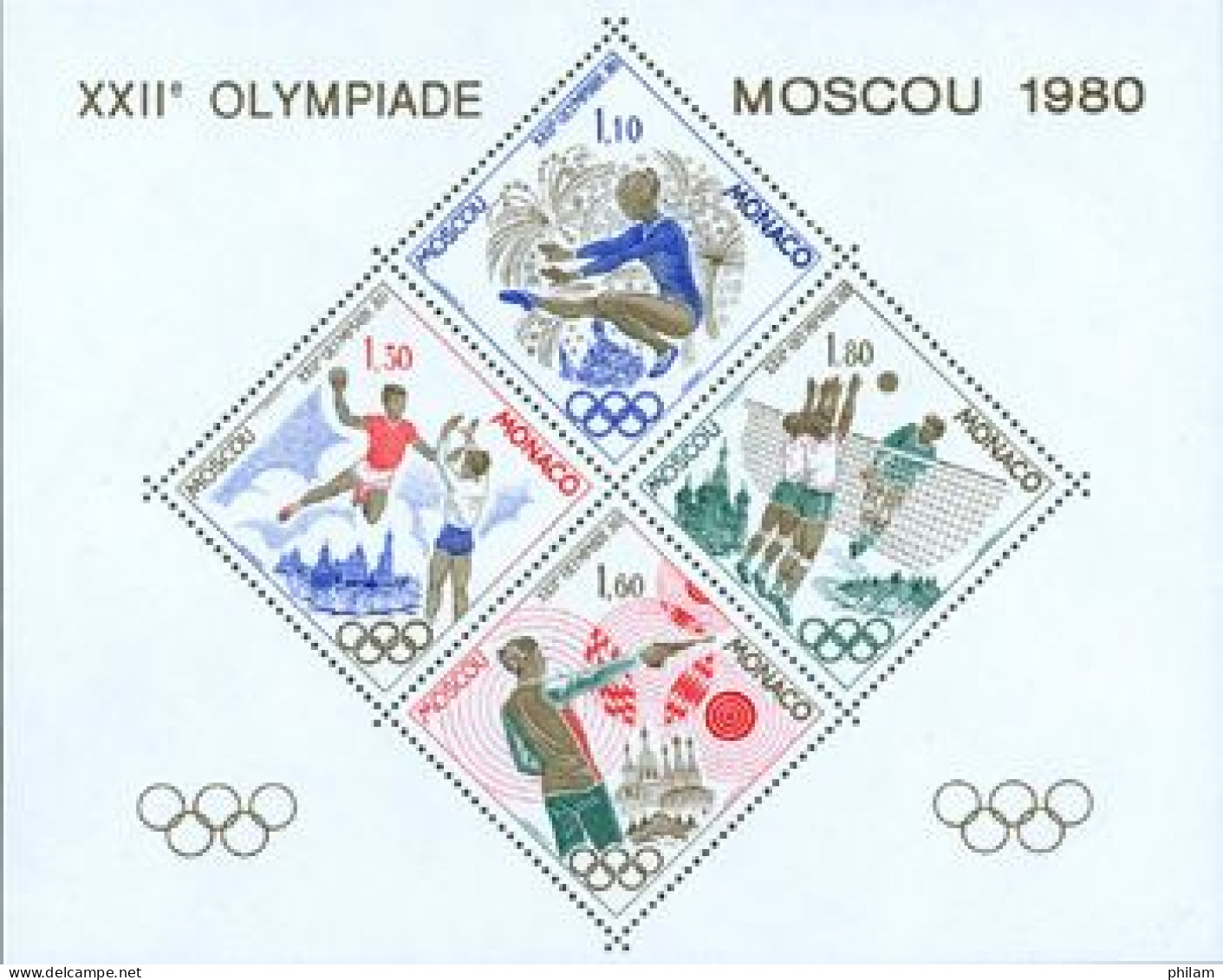 MONACO 1980 - Olympiade Moscou - Bloc Spécial  - BFS 11 - Blokken